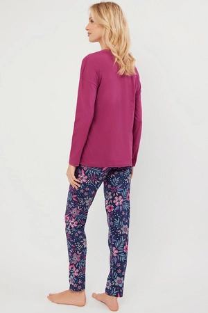 Italian Fashion Folk dł.r. dł.sp. Nocna piżama, jeżyna/druk