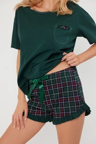 Italian Fashion Foggia kr.r. kr.sp. Nocna piżama, zielony/druk