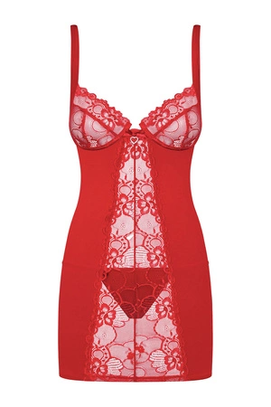 Obsessive Heartina chemise Nocna komplet koszulka + stringi, czerwony