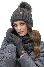 Vivisence 70100 Kmpl+R Komplet czapka+komin+rękawiczki, grafitowy