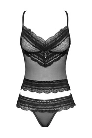 Obsessive Ivannes top & thong Nocna komplet top + stringi, czarny