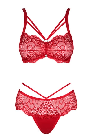 Obsessive Loventy 2-pcs set Nocna komplet biustonosz + stringi, czerwony