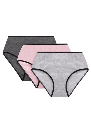 Vivisence 4017 3-pack Majtki wysokie figi, gumka czarna: szary/róż/grafit