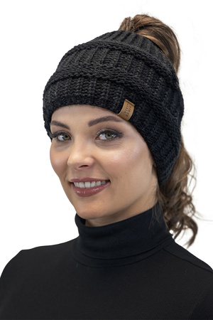 Vivisence 7075 Nakrycie g�owy czapka z otworem na kucyk, czarny