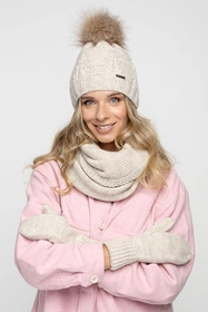 Pamami 17549+14603+20680 Komplet czapka+komin+rękawiczki, 007 biały