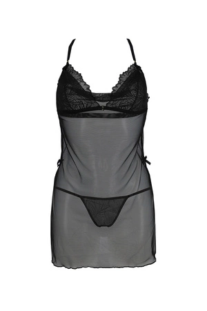 Passion Deliena chemise Nocna komplet koszulka + stringi, black