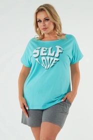 Italian Fashion Selfie kr.r. kr.sp. Nocna piżama, turkus/melanż