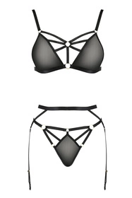 Passion Meggy set Nocna komplet biustonosz + stringi, black