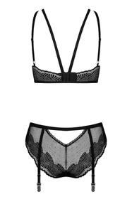 Obsessive Allastia 2-pcs set Nocna komplet biustonosz + figi, czarny