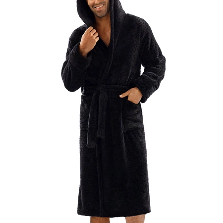 Dkaren 130 z kapturem Nocna szlafrok, czarny