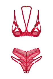 Obsessive Cupide Desir 2-pcs set Nocna komplet biustonosz + stringi, red