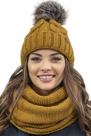 Vivisence 7014Kmpl Komplet czapka+komin, ciemny ��ty