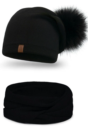 Vivisence 70105Kmpl Komplet czapka+komin, czarny