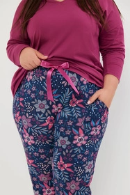 Italian Fashion Folk dł.r. dł.sp. Nocna piżama, jeżyna/druk