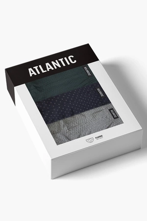Atlantic 3MP-179 3-pak Majtki slipy, szmaragdowy/czarny/szary