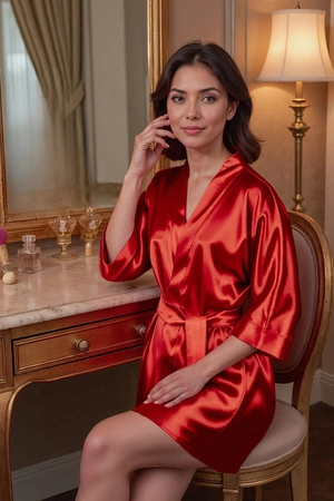 Vivisence 5033 Nocna szlafrok, czerwony