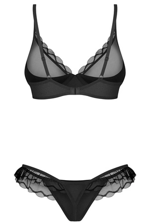 Obsessive Stelisa 2-pcs set Nocna komplet biustonosz + stringi, czarny