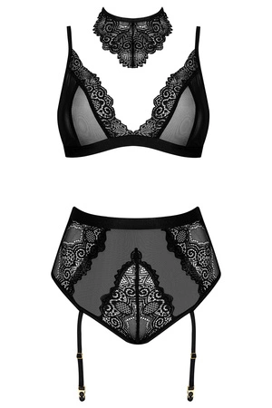 Beauty Night Cristalyn set BN6755 Nocna komplet biustonosz + figi, black