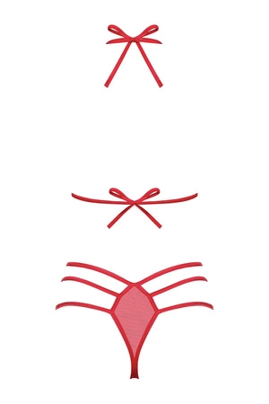 Obsessive Giftella set Nocna komplet biustonosz + stringi, czerwony