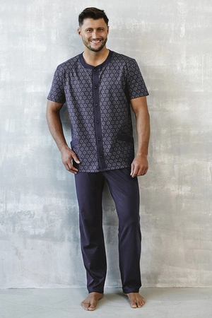 Italian Fashion Ricardo kr.r. dł.sp. Nocna piżama, druk/granat