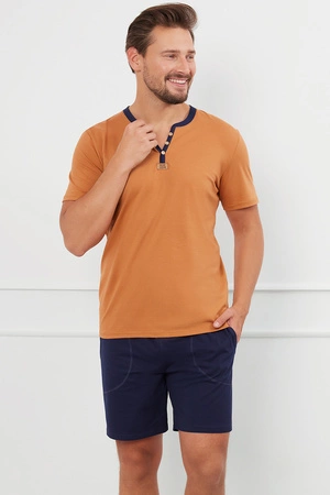 Italian Fashion Juliusz kr.r. kr.sp. Nocna piżama, koniak/granat