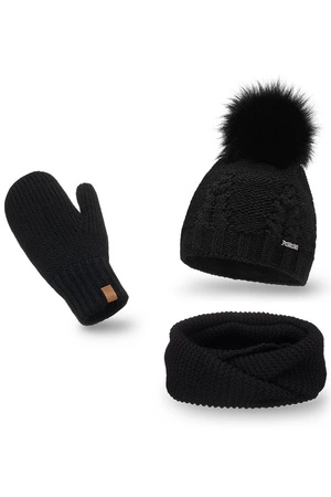 Pamami 17549+14603+20680 Komplet czapka+komin+rękawiczki, 001 czarny
