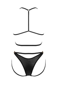 Obsessive Cobra Nive set Nocna komplet biustonosz + figi, czarny