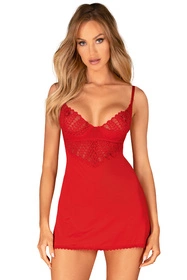 Obsessive Ingridia chemise Nocna komplet koszulka + stringi, czerwony