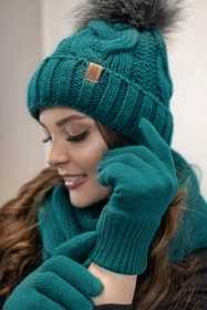 Vivisence 7014 Kmpl+R Komplet czapka+komin+rękawiczki, ciemny turkus