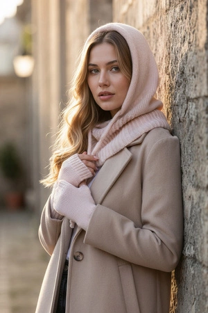 Vivisence 70110 Nakrycie głowy kaptur, pudrowy róż