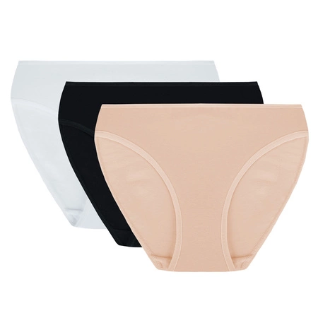 Vivisence 4002 3-pack Majtki figi, biały/czarny/beżowy