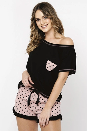 Italian Fashion Buscato kr.r. kr.sp. Nocna piżama, czarny/druk