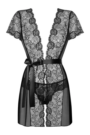 Obsessive Alluria peignoir Nocna peniuar, czarny