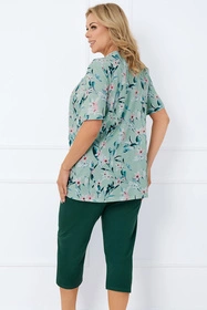 Italian Fashion Alwea kr.r. sp.3/4 Nocna piżama, druk/c.zielony