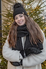 Vivisence 7016Kmpl Komplet czapka+szalik, czarny