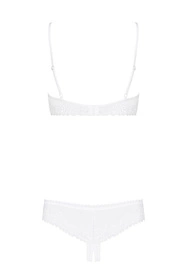 Obsessive Alabastra set Nocna komplet biustonosz + stringi, biały