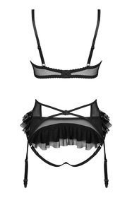 Beauty Night Rafaella set BN6717 Nocna komplet biustonosz + stringi + pas do pończoch, black