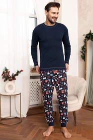 Italian Fashion Rojas dł.r. dł.sp. Nocna piżama, granat/druk