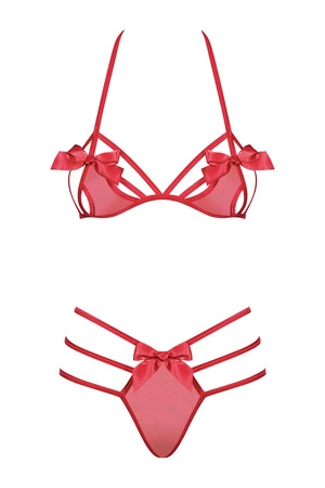 Obsessive Giftella set Nocna komplet biustonosz + stringi, czerwony