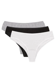 Vivisence 4018 3-pack Majtki brazyliany, czarny/biały/szary