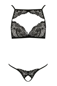 Passion Veronique set Nocna komplet biustonosz + stringi, black