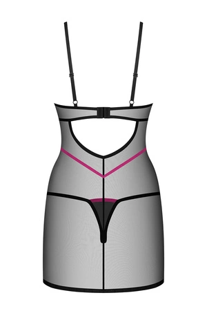 Obsessive Novenes chemise Nocna komplet koszulka + stringi, black