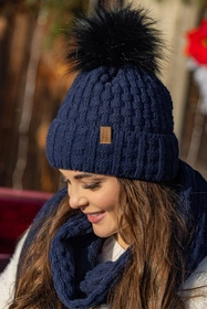 Vivisence 7015Kmpl Komplet czapka+szalik, granatowy