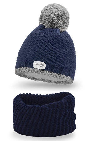 Pamami 17207+17251 Komplet czapka+komin, 019 granatowy