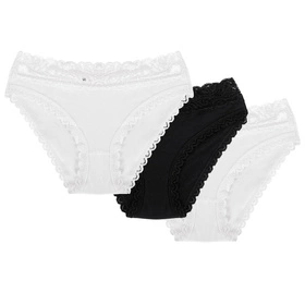 Wol-Bar Soft Lovely 3-pak Majtki figi, biały-biały-czarny