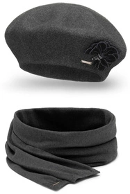 Vivisence 7036Kmpl Komplet beret+szalik, ciemnoszary