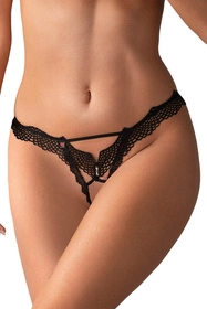 Obsessive Bravelle crotchless thong Majtki stringi otwarte, czarny