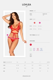 Obsessive Lovlea set Nocna komplet biustonosz + figi, czerwony