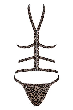 Obsessive Tigrita 2-pcs set Nocna komplet biustonosz + stringi, brązowy