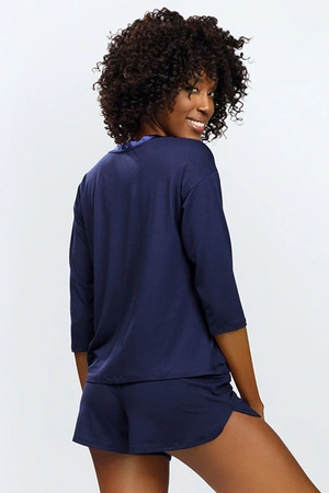 Dkaren Edith Nocna komplet koszulka + szorty, granat